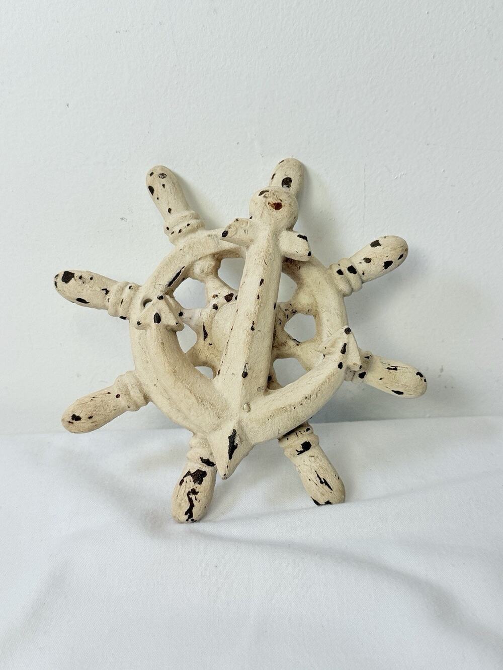 Decorative White Cast Iron Ships An Hope And Wheel Door Knocker